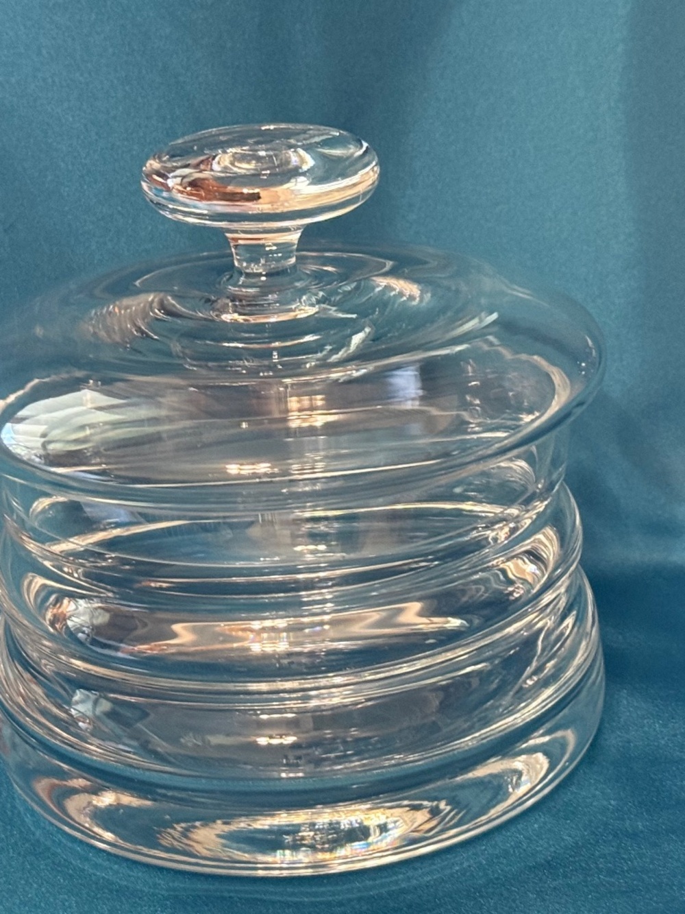 Clear Glass Storage Canister with Clear Glass Knob Lid Candy dish 5.5"h x 5.5"w